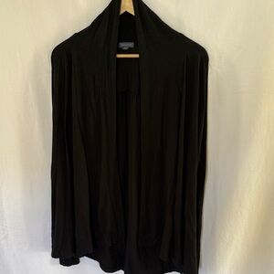 Lilla P Black Open Drape Cardigan. Super soft pima cotton blend